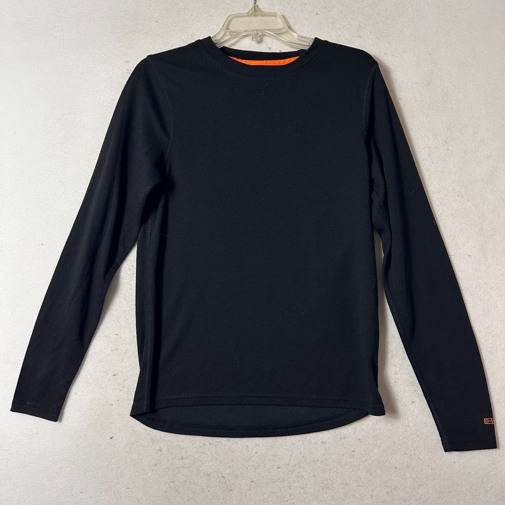 Omni Wool Mens T Shirt Small Black Long Sleeve Wool Blend Base Layer Crew